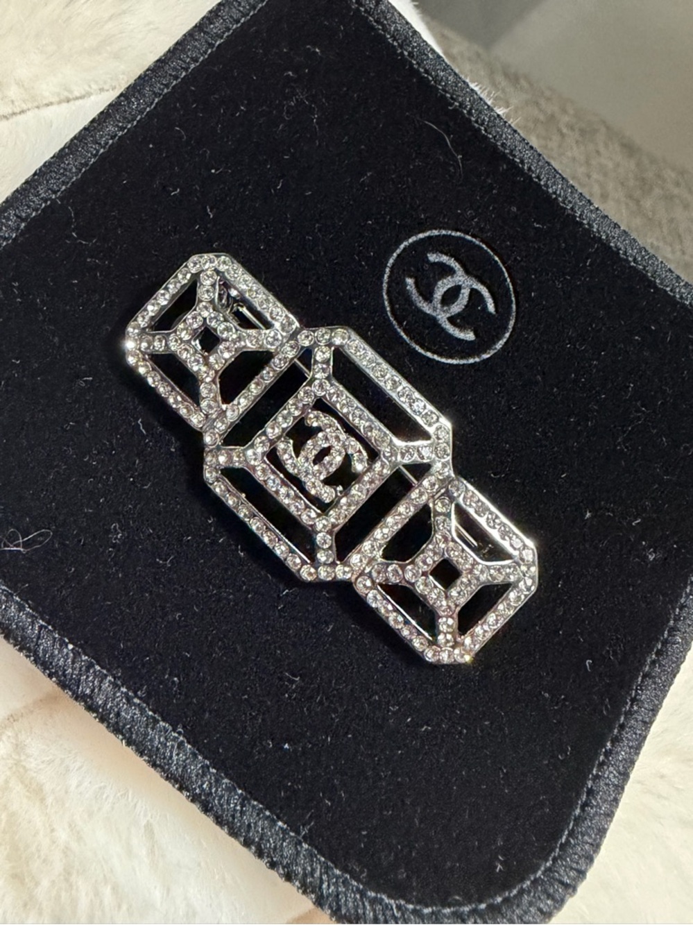 Chanel Silver Crystal Brooch